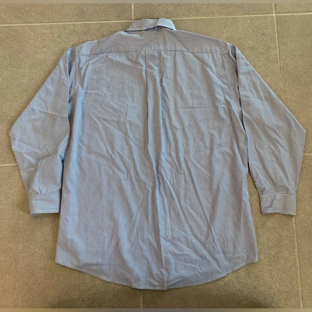 J.Crew Shirt Mens 15.5-32 White Blue Striped Long Sleeve Button Up‎